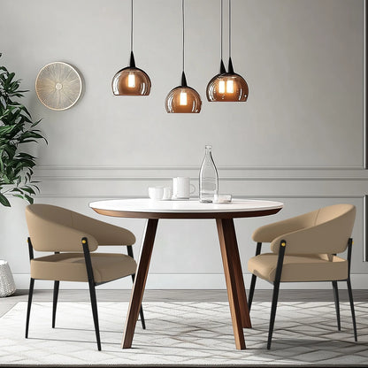 2-Piece Luxury Dining Chairs Microfiber Leather Padded Seat Modern for Home Office & Dining Room