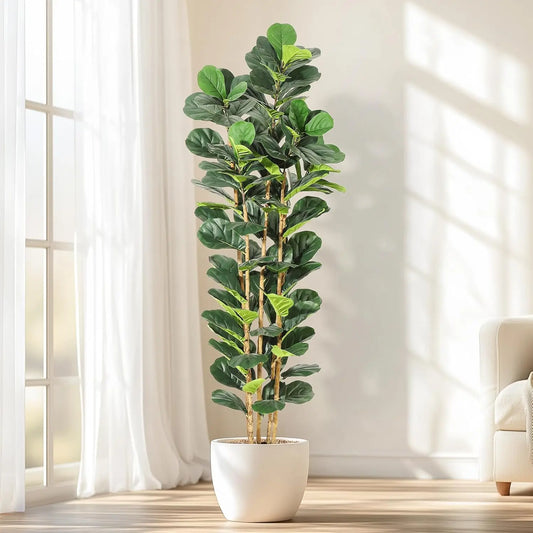 5/6/7 FT Artificial Fiddle Leaf Fig Tree with Pot Faux with Artificial Plants for Home