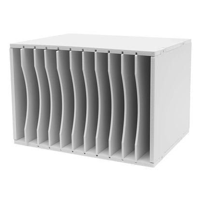 Adjustable Desktop File Organizer, 11 Compartments, Removable Dividers for Office Supplies.