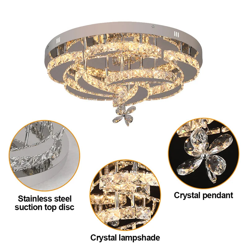 Crystal Ceiling Lamp Led Chandelier Modern Pendant Lighting Fixture.