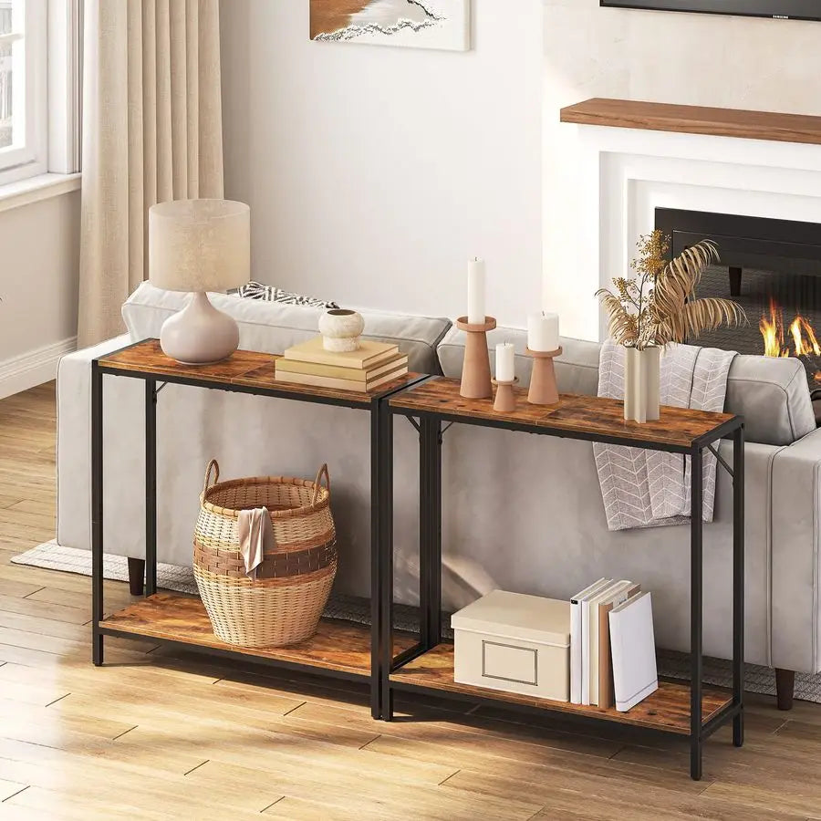 Table, 2Tier Entrance Table, Behind Sofa Table, Sturdy and Stable, for Living Room, Entryway, Foyer.