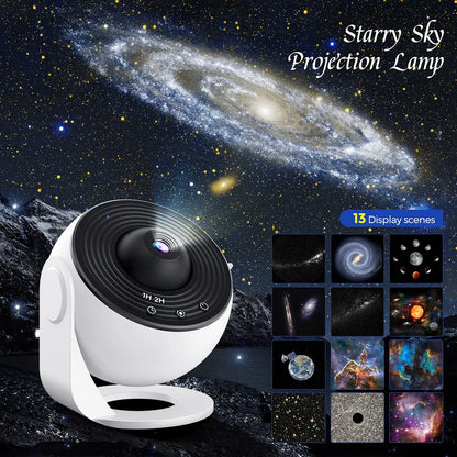 Galaxy Projector for Bedroom, HD Image Projector, Adjustable Light Knob, 13 Film Discs, for Kids.