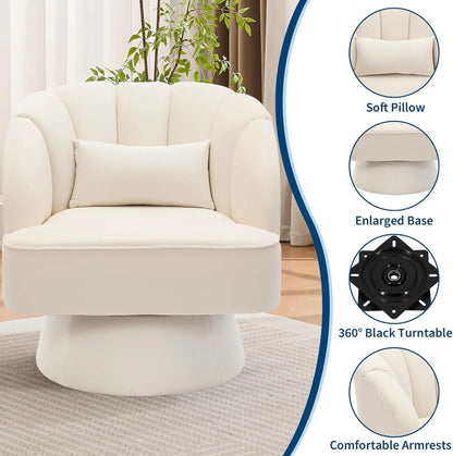 360° Swivel Barrel Accent Chair Modern Round Armchair & Plush Padding Velvet Fabric Upholstered.
