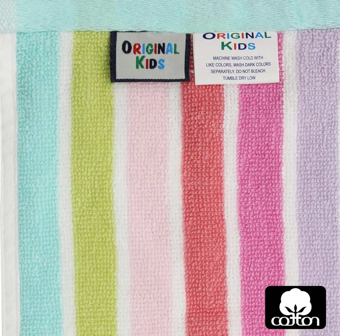 6-Piece Kids Towel Set: 2 Bath, 2 Hand, 2 Washcloths - 100% Cotton, Soft.
