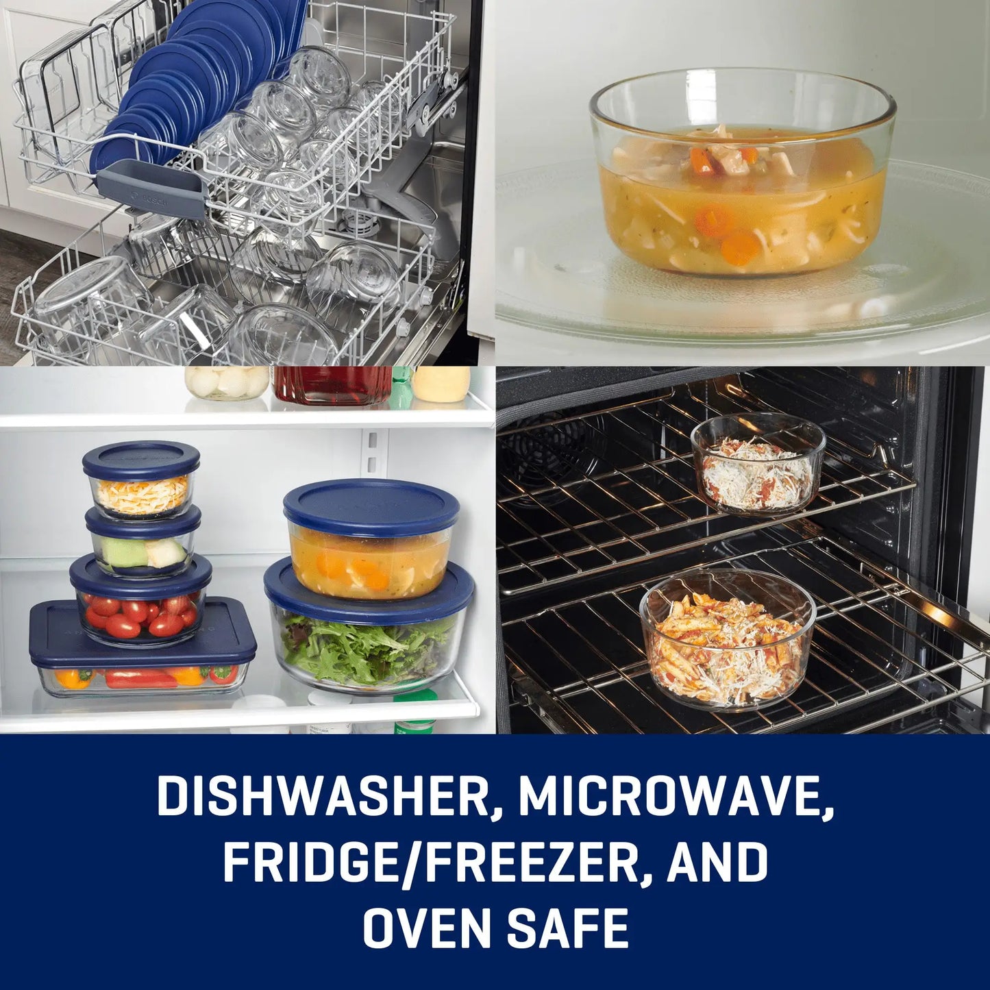 Glass food storage containers with lids, 30 pieces, durable, dishwasher and microwave safe