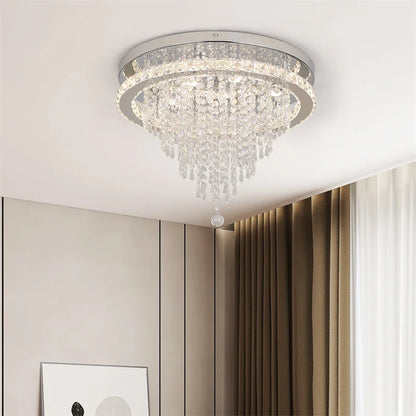 Luxury Crystal Ceiling Lamp Smart Led Dining Room Pendant Light Chandelier Remote Control.