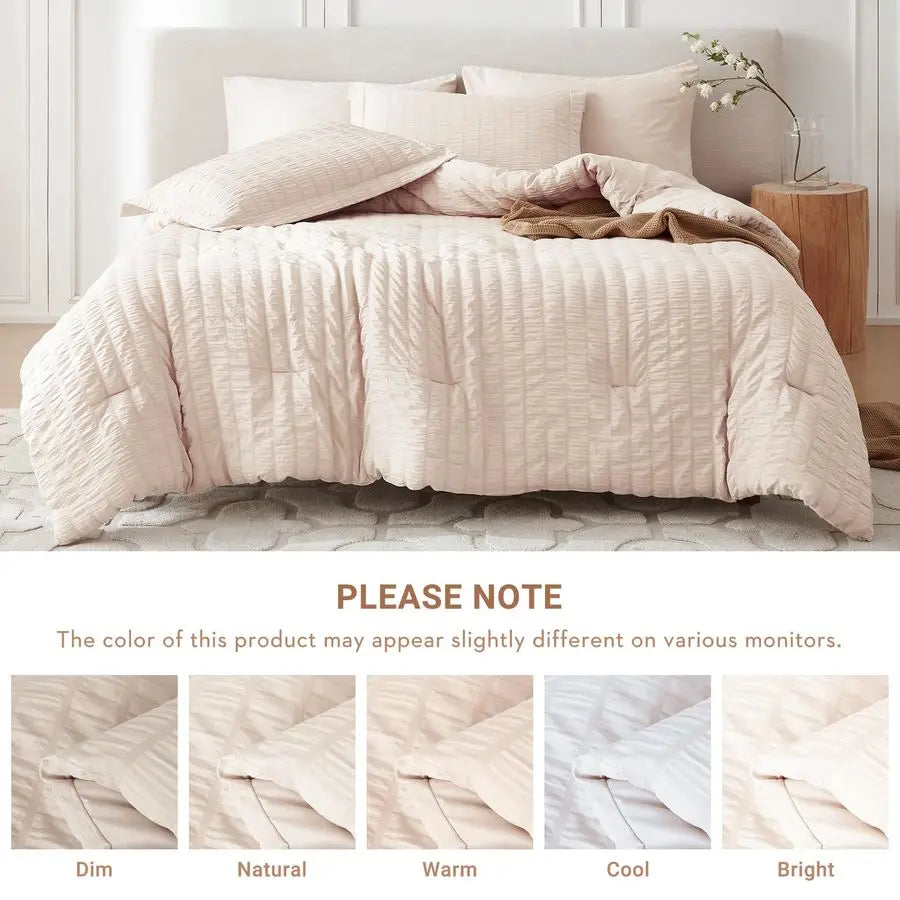 7 Pieces Queen Comforter Set, All Season Luxury Bedding Set with Comforter, Flat Sheet and Fitted.