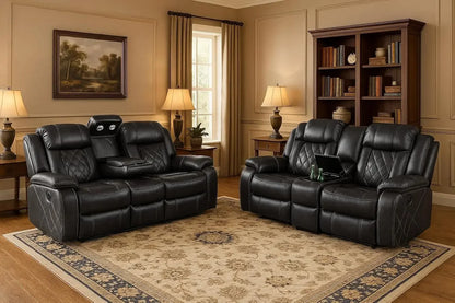 Power Living Room Furniture Sets, Electric Recliner Chair with LED Light, sectional Sofa Loveseat with Wireless Charging