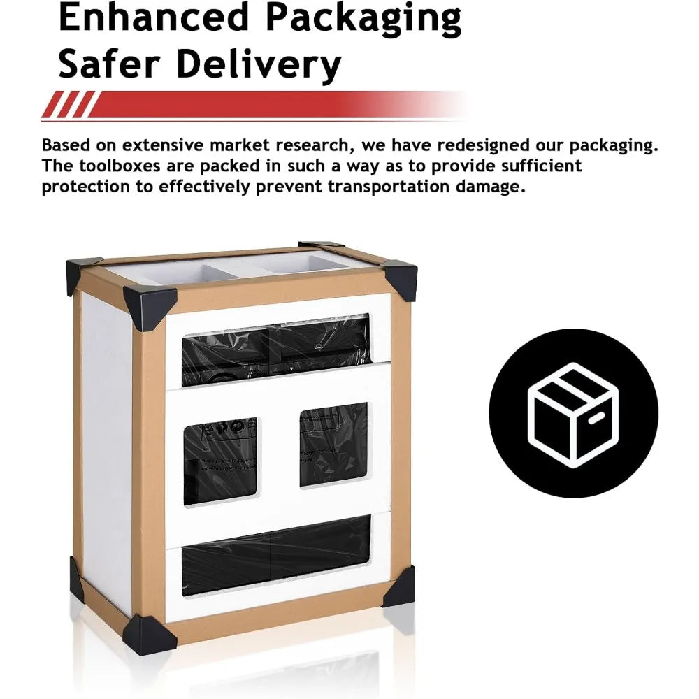 Rolling Tool Storage Cabinet with Enhanced Packaging, Detachable Top Toolbox, Metal Tool Cart.