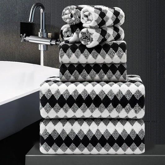 Bathroom Towel Set Black White2 Oversized Large Bath Towels Sheet,2 Hand Towels,4 Washcloths, Soft Towel Set.