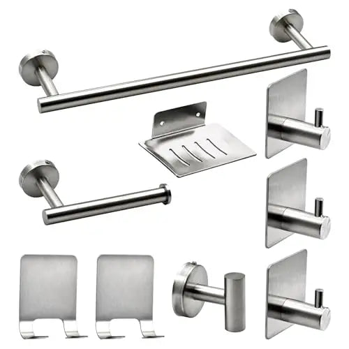 Bathroom Hardware Set 7Pcs Bathroom Towel Rack, Hand Towel Bars Toilet Paper Holders, Towel Rings, Robe Hooks