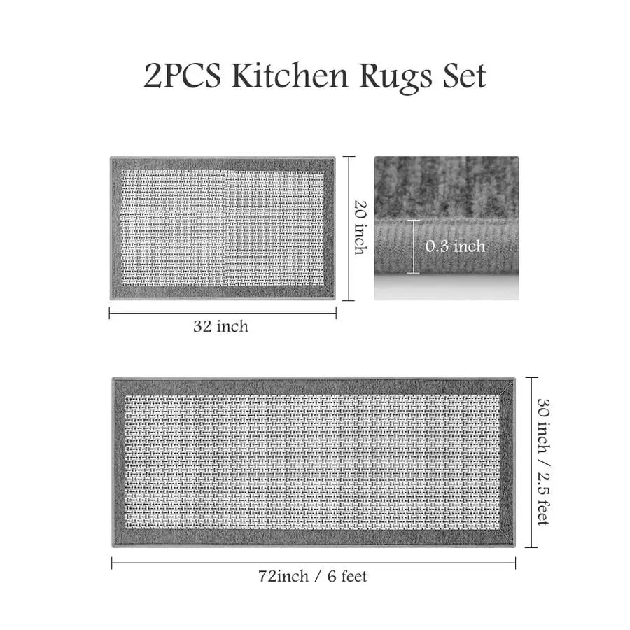Non-Slip Kitchen Rugs Sets of 2 Extra Large Runner Rugs, Washable.