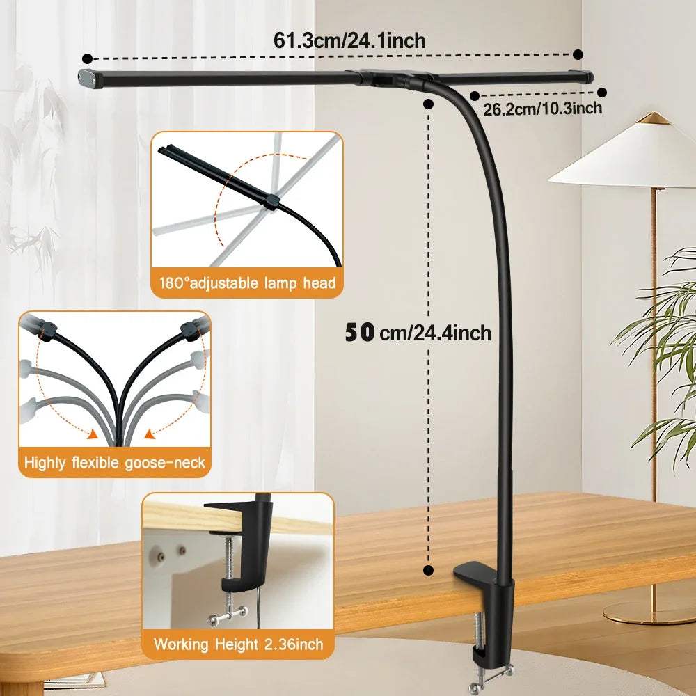 Double Head LED Desk Lamp Dimmable PC Monitor Light USB Table Lamps.