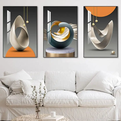 Wall Art, Bright Style Framed Wall Art, Abstract Modern Art Shape Pattern.