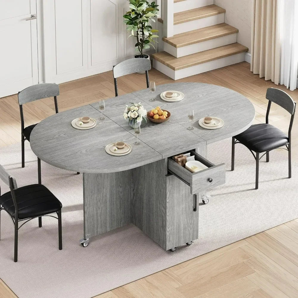 Compact 4-Person Folding Dining Set: Space-Saving Kitchen Table and Chairs Combo