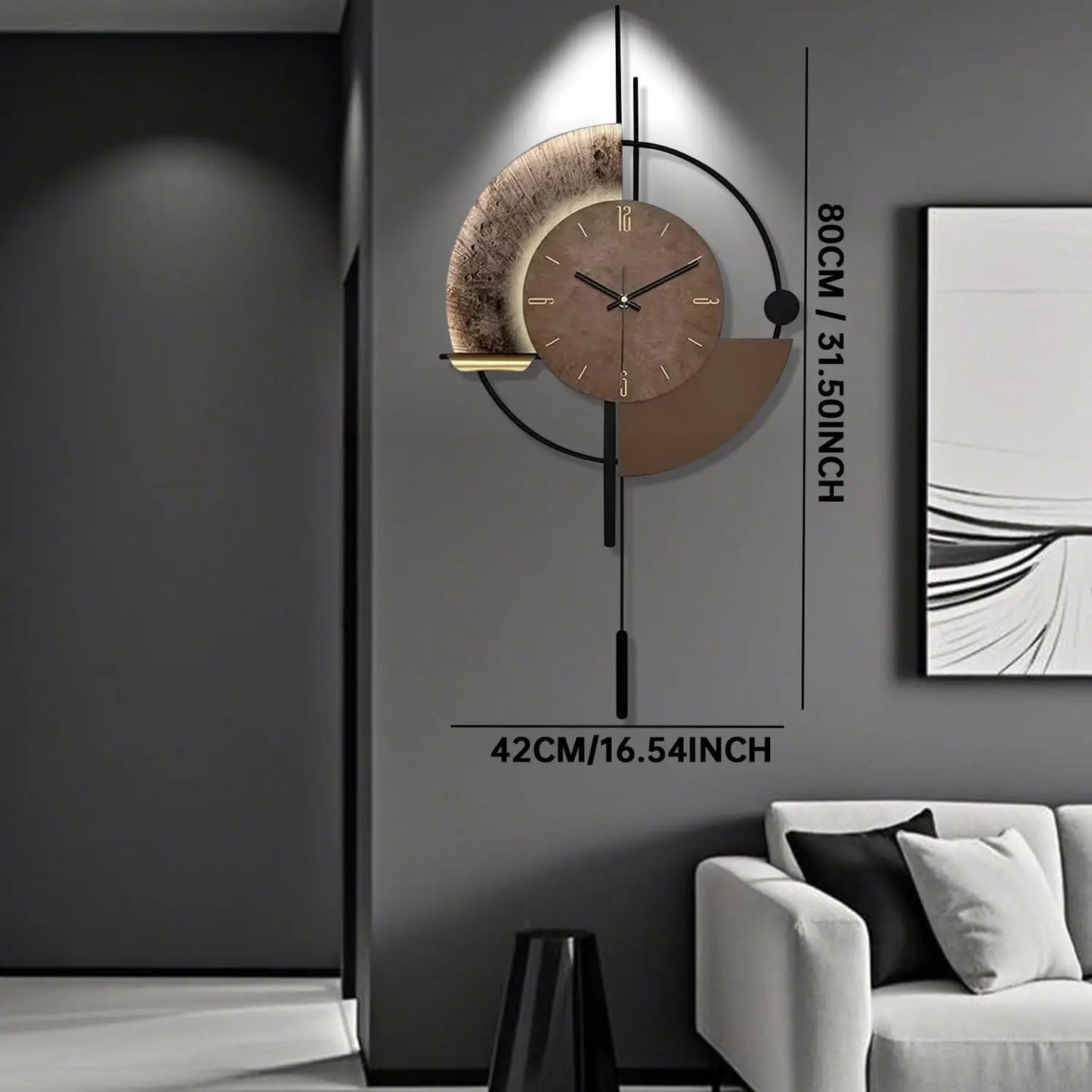 Wall Clock, Decorative Clock with Pendulum, Silent Quality Battery Operated.