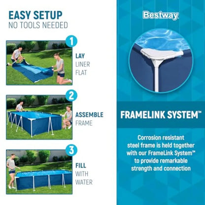 13 Foot x 32 Inch Rectangular Above Ground Outdoor Pool Steel Framed Vinyl Swimming Pool.