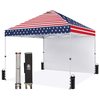 10x10 Pop Up Canopy with 1 Side Wall - Tent with One Push Setup - Outdoor Sun Shade for Events.