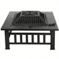 32" Metal Firepit Backyard Patio Garden Decor Square Stove Fire Pit With Cover