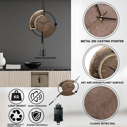 Wall Clock, Decorative Clock with Pendulum, Silent Quality Battery Operated.