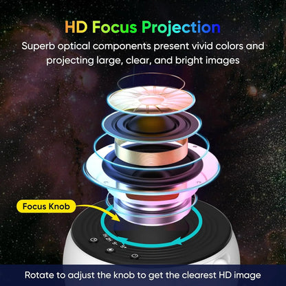 Galaxy Projector for Bedroom, HD Image Projector, Adjustable Light Knob, 13 Film Discs, for Kids.