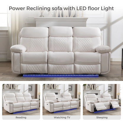 6-Seat Electric Power Recliner Sofa Set with Drop-Off Table, Wireless Charger, Faux Leather Loveseat.