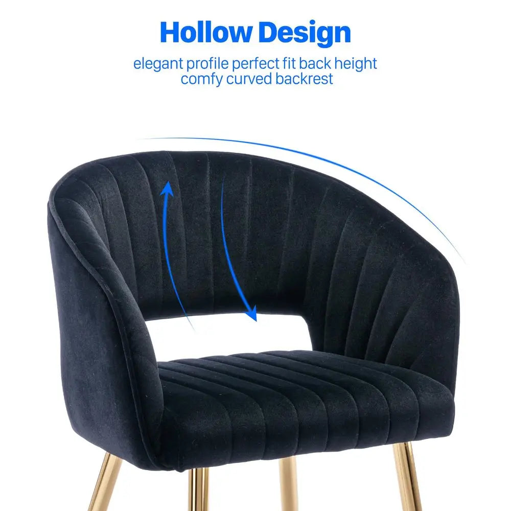 Modern Accent Dining Chairs Set of 2, Velvet Upholstered Dining Room Chairs with, Gold Metal Legs.