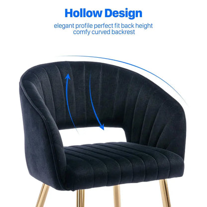 Modern Accent Dining Chairs Set of 2, Velvet Upholstered Dining Room Chairs with, Gold Metal Legs.