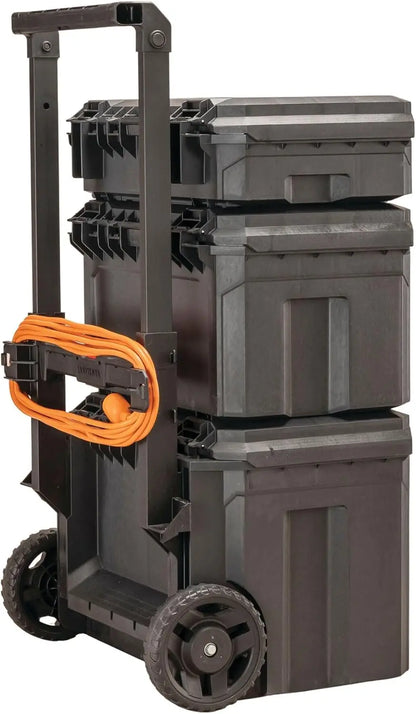 Waterproof Rolling Toolbox with Wheels, Stackable Storage for Indoor/Outdoor.