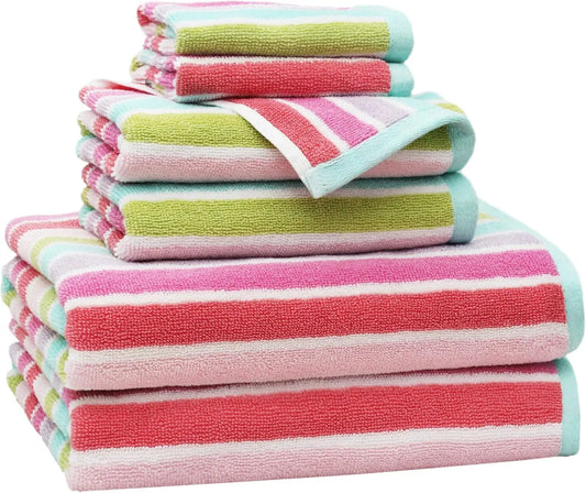 6-Piece Kids Towel Set: 2 Bath, 2 Hand, 2 Washcloths - 100% Cotton, Soft.
