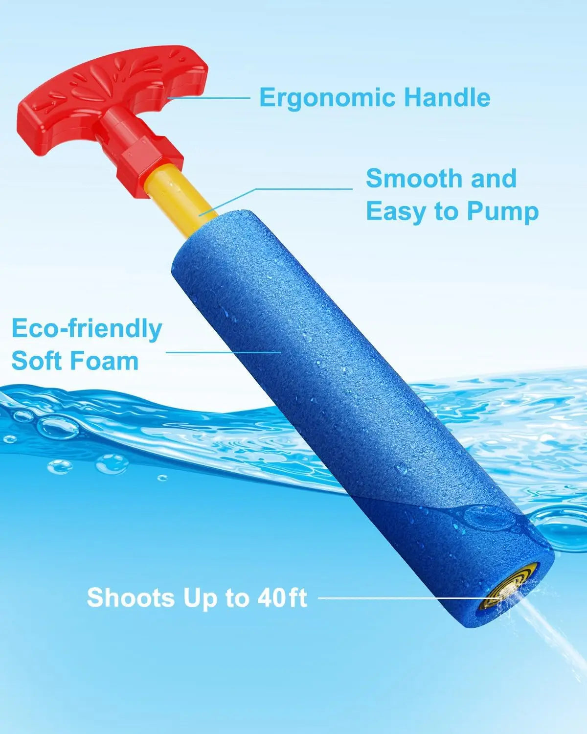 40ft Range Water Blaster Guns 6-Pack, Toys for Kids Adults Pool Beach Summer Fun