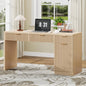 60" Executive Desk with Fluted Drawers, Wood Home Office Desk with Storage Cabinet, Charging Station.