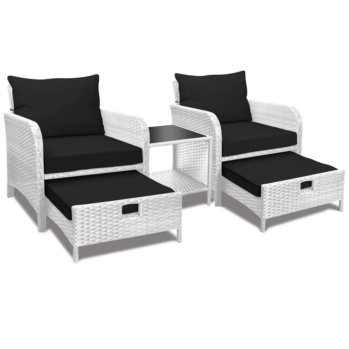 Balcony Furniture 5 Piece Patio Conversation Set, PE Wicker Rattan Outdoor Lounge Chairs.