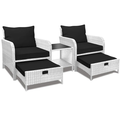 Balcony Furniture 5 Piece Patio Conversation Set, PE Wicker Rattan Outdoor Lounge Chairs.