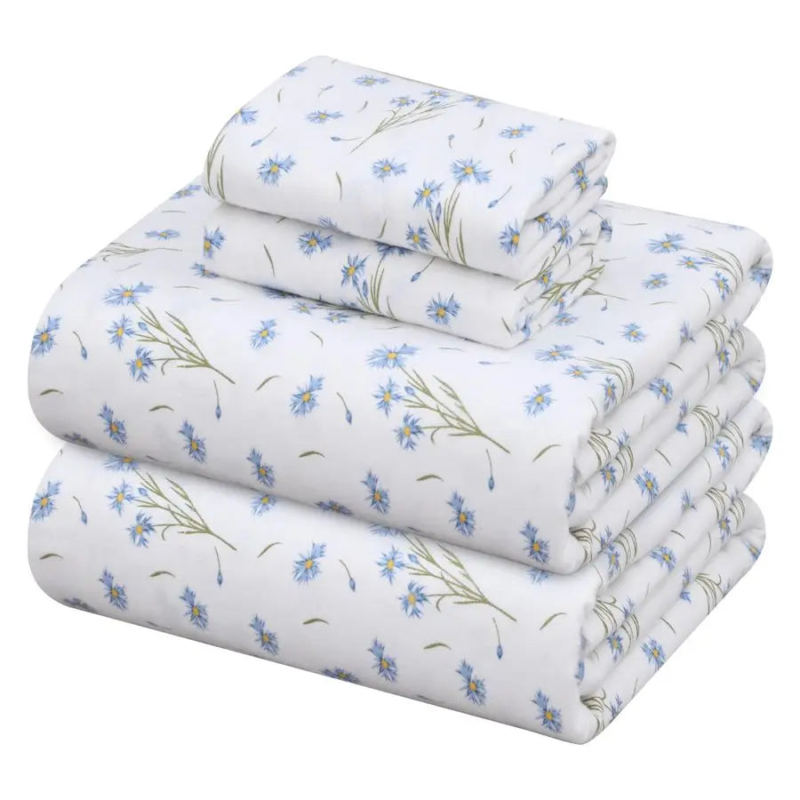 Flannel Sheets Queen Size 100 Cotton Double Brushed Bed Sheets,16 Inches Queen Sheet Set, Breathable