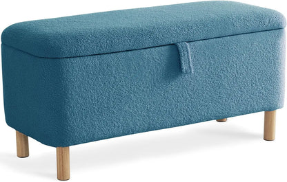 Storage Ottoman Bench for Bedroom end of Bed, Sherpa Upholstered Shoe Seat Storage.