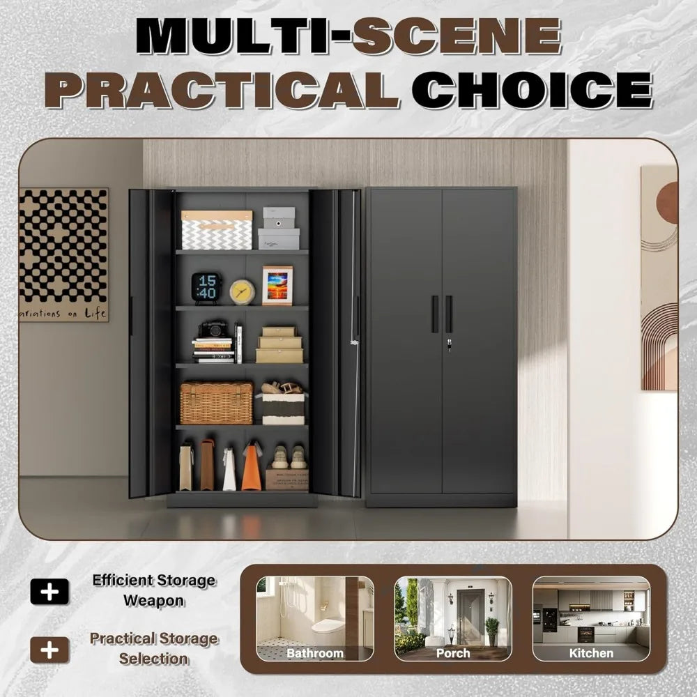Metal Storage Cabinet, Garage Cabinets and Storage System with Doors and Shelves.
