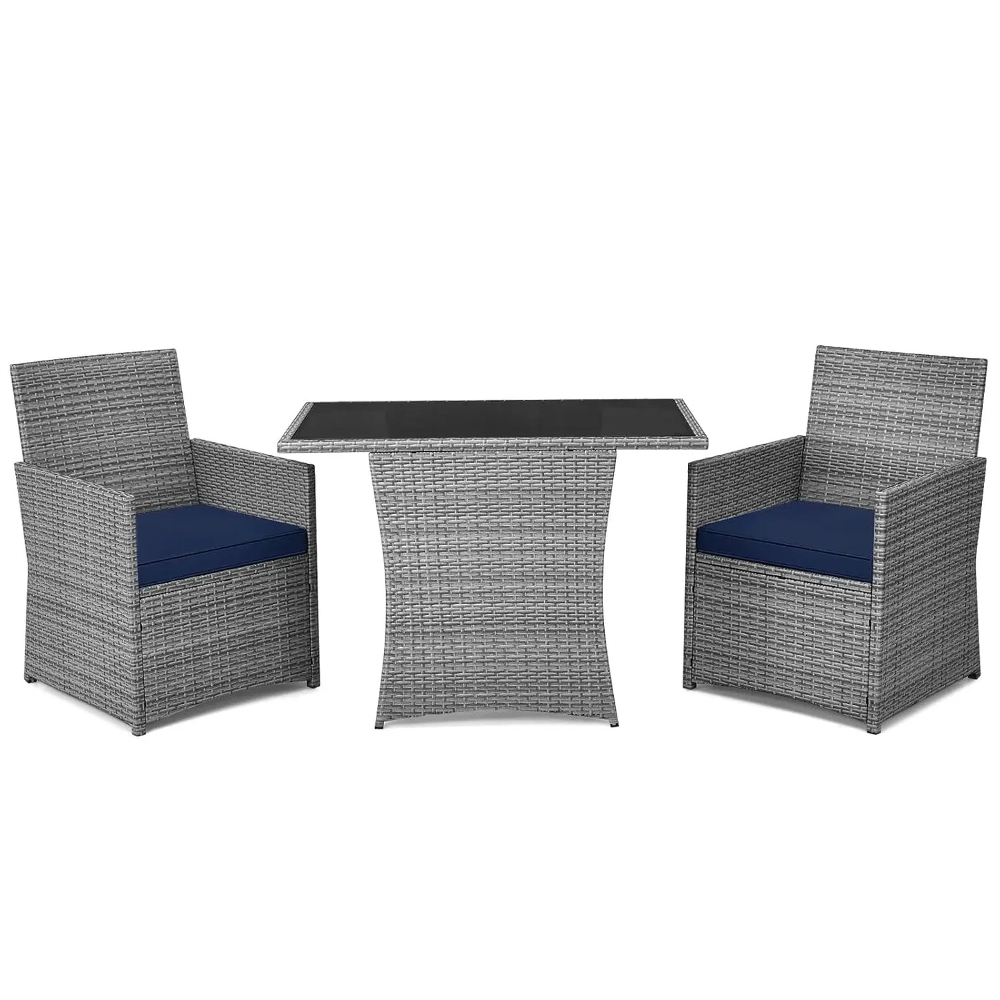 3 Pieces Patio Rattan Furniture Set, Outdoor Wicker Conversation Set.