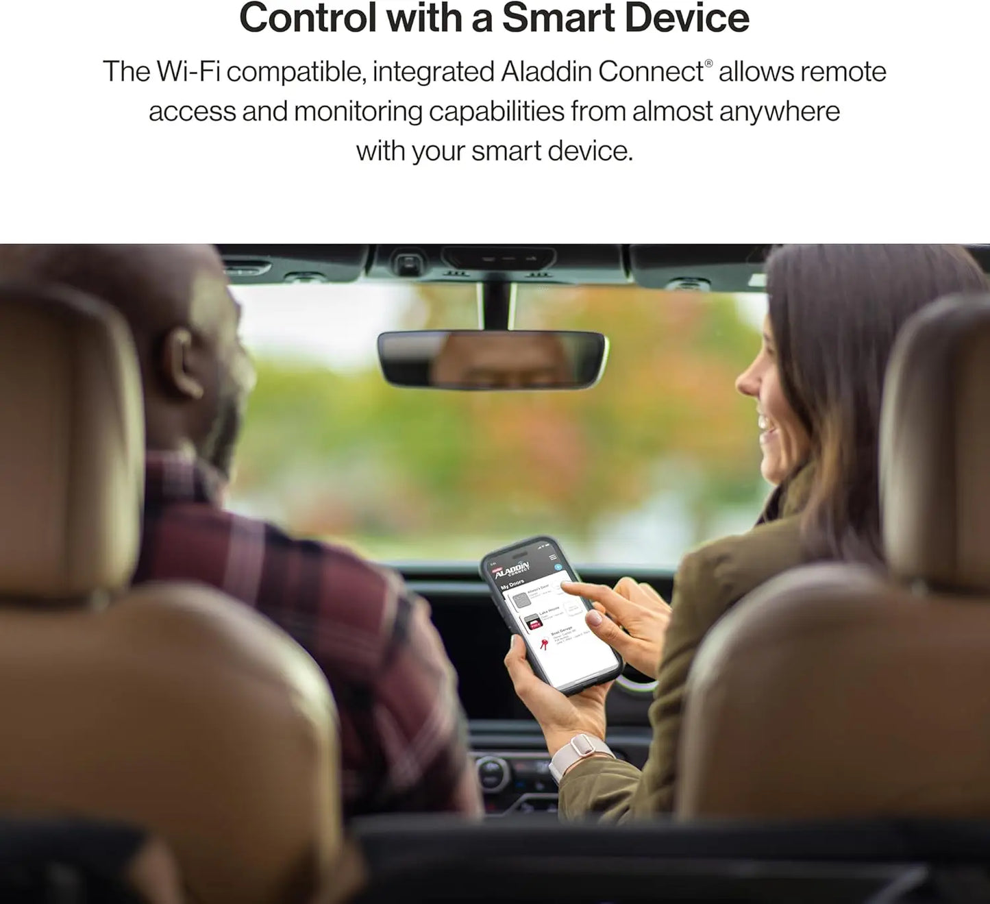 6172H-O Wall Mount Smart Garage Door Opener with Aladdin Connect, Wall Mounted- Space Saving Opener.