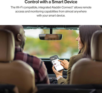 6172H-O Wall Mount Smart Garage Door Opener with Aladdin Connect, Wall Mounted- Space Saving Opener.