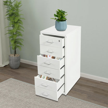 6 Drawer File Cabinet with Lock, Filing Storage Cabinets with Wheels, Organizer for Home Office Study.