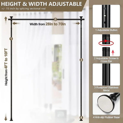 Divider, No Drilling Curtain Rod Wall Divider for Space Partition, Adjustable Heavy Duty Floor to Ceiling.