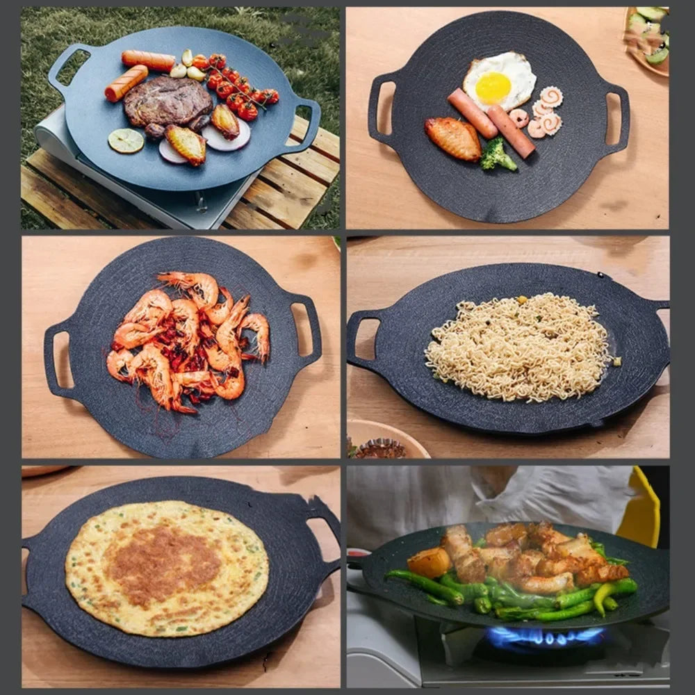 28-34CM Outdoor BBQ Grill Pan, Non-Stick Stovetop Baking Tray, Roasting Grill Plate.