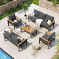 Aluminum Patio Furniture Set 7 Seats, Oversized Outdoor Sectional with Washable Thick Cushions, Waterproof.