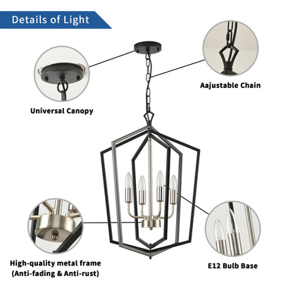 4 Light Luxury Chandeliers Farmhouse Industrial Pendant Lighting Classic Lantern.