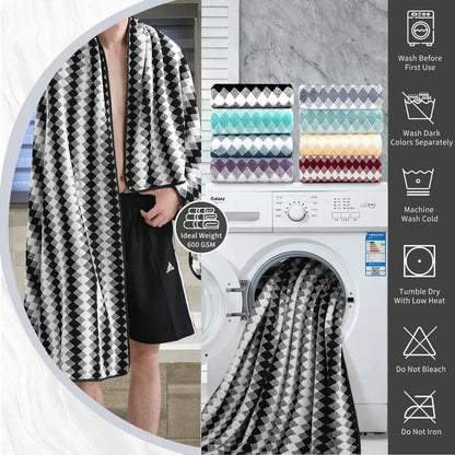 Bathroom Towel Set Black White2 Oversized Large Bath Towels Sheet,2 Hand Towels,4 Washcloths, Soft Towel Set.