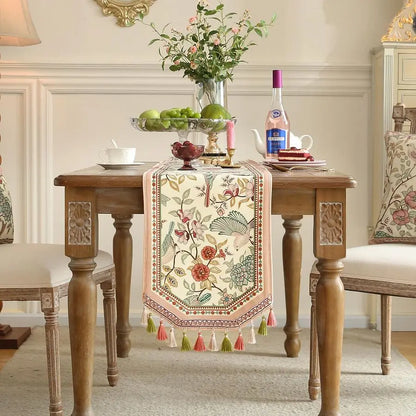 Velvet French Table Runner Farmhouse for Home Kitchen Dining Decor.