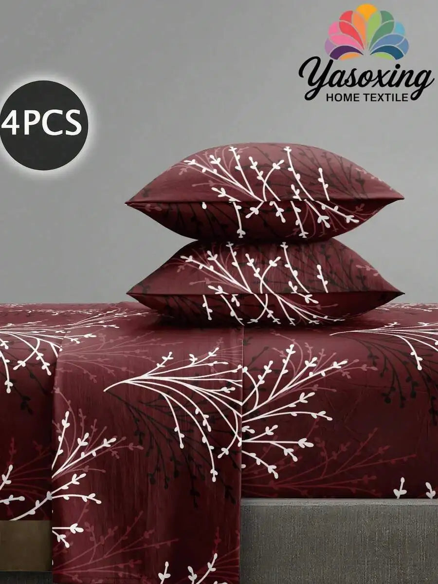 4PCS Zebra Print Bedding Set - Microfiber Sheet Set with Deep Pocket Fitted Sheet