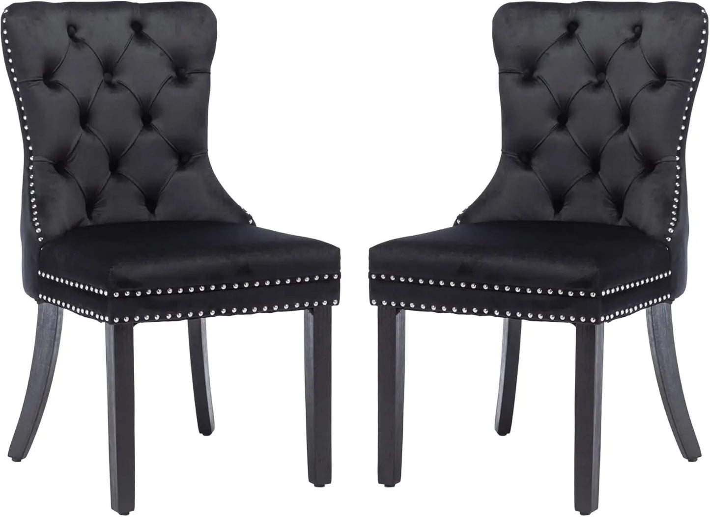 Velvet Dining Chairs Set of 4, Upholstered High-end Tufted Dining Chair with Nail head Back.