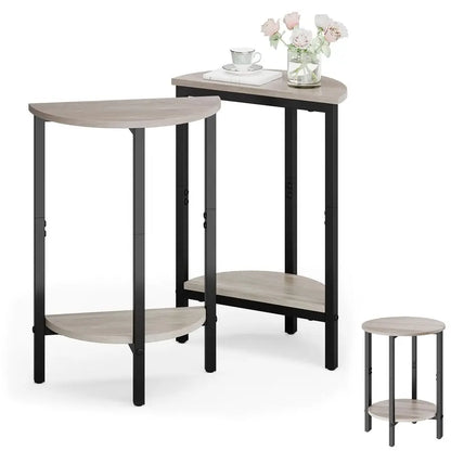 Small End Tables, set of 2 Half Round Side Table for Living Room, Small Round Coffee Table